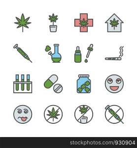 Cannabis in colorline icon set design.Vector illustration