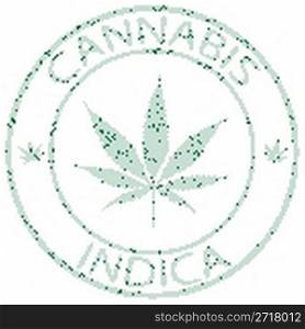 cannabis indica stamp isolated on white background, abstract vector art illustration