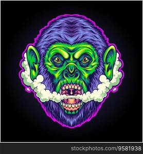 Cannabis induced gorilla latest pot craze vector illustrations for your work logo, merchandise t-shirt, stickers and label designs, poster, greeting cards advertising business company or brands