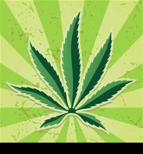 Cannabis leaf icon on grunge light green background