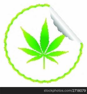 cannabis leaf label against white background, abstract vector art illustration