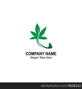 Cannabis leaf logo design vector template illustration