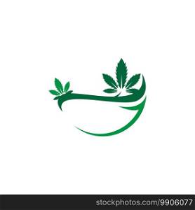 Cannabis leaf logo design vector template illustration