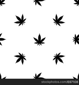 Cannabis leaf pattern repeat seamless in black color for any design. Vector geometric illustration. Cannabis leaf pattern seamless black