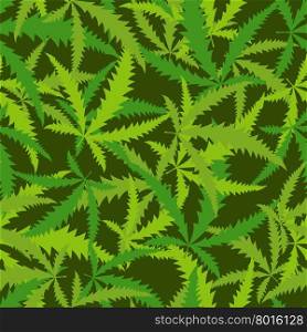 Cannabis leafs seamless pattern. Vector background of narcotic plants&#xA;