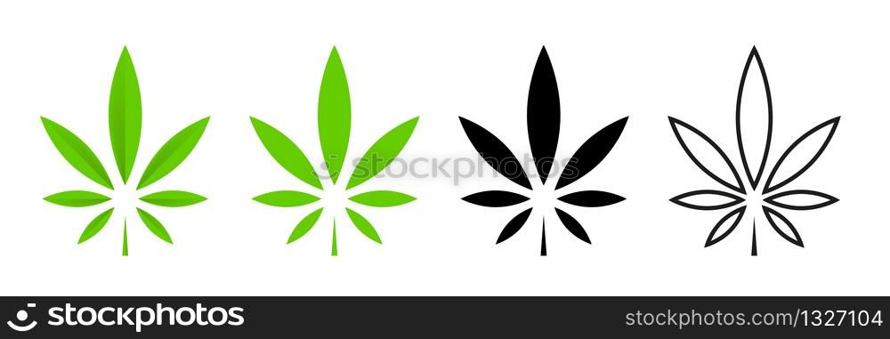 Cannabis leafs vector isolated icon. Vector illustration. Cbd cannabis sign hemp oil. Marijuana icon set. Cannabis icon weed icon vector. EPS 10