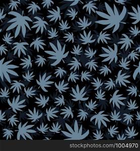 Cannabis leaves seamless pattern. Marijuana leaf vector backdrop. Exotic botanical design illustration. Design for fabric, textile print, wrapping paper. Vector illustration. Cannabis leaves seamless pattern. Marijuana leaf vector backdrop.