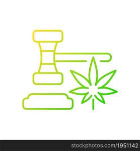 Cannabis legalization gradient linear vector icon. Legal recreational sale. Marijuana legality. Reform initiatives. Thin line color symbol. Modern style pictogram. Vector isolated outline drawing. Cannabis legalization gradient linear vector icon