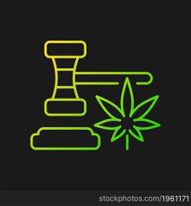 Cannabis legalization gradient vector icon for dark theme. Legal recreational use and sale. Marijuana legality. Thin line color symbol. Modern style pictogram. Vector isolated outline drawing. Cannabis legalization gradient vector icon for dark theme