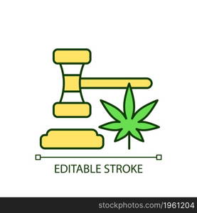 Cannabis legalization RGB color icon. Legal recreational use. Marijuana legality. Cannabis industry. Reform initiatives. Isolated vector illustration. Simple filled line drawing. Editable stroke. Cannabis legalization RGB color icon