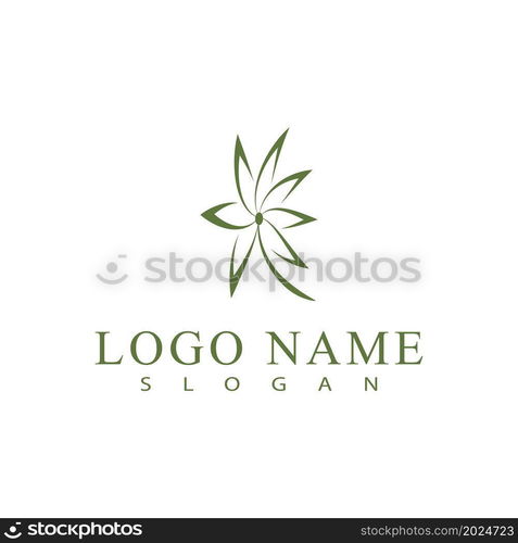 Cannabis marijuana hemp leaf logo and symbol