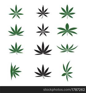 Cannabis Marijuana Hemp Pot Leaf Silhouettes Logo Vector