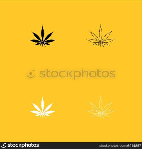 Cannabis (marijuana) leaf black and white set icon. Cannabis (marijuana) leaf black and white set icon . Flat style .