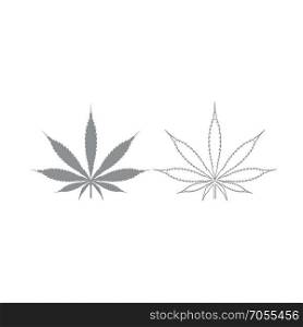 Cannabis (marijuana) leaf grey set icon .