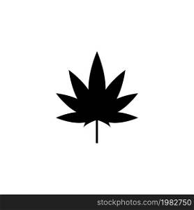 Cannabis Marijuana Leaf Hemp. Flat Vector Icon. Simple black symbol on white background. Cannabis Marijuana Leaf Hemp Flat Vector Icon