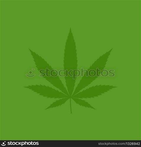 Cannabis Marijuana leaf symbol on a green background. Legalization of medical marijuana. Vector EPS 10
