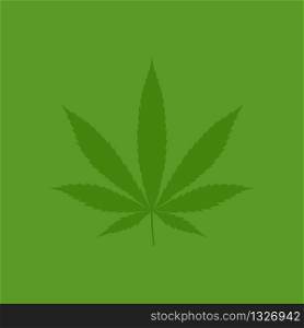 Cannabis Marijuana leaf symbol on a green background. Legalization of medical marijuana. Vector EPS 10