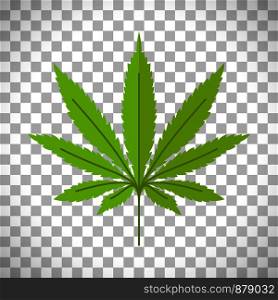 Cannabis. Marijuana leaf vector isolated on transparent background. Marijuana leaf on transparent background