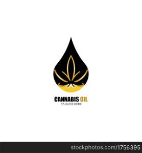 cannabis oil CBD cannabidiol hemp marijuana leaf logo vector