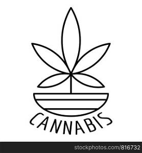Cannabis plant logo. Outline cannabis plant vector logo for web design isolated on white background. Cannabis plant logo, outline style