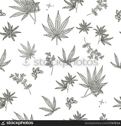 cannabis seamless pattern background.Vector illustration for banner and product