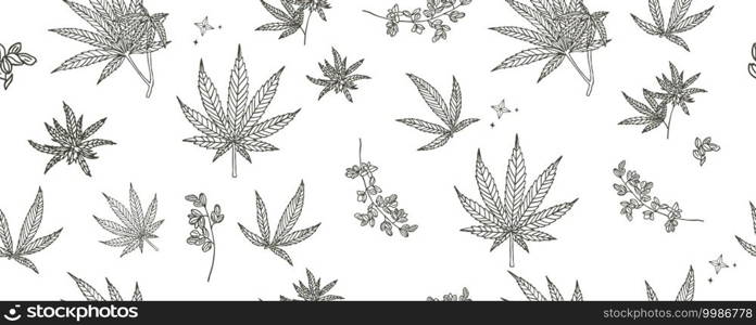 cannabis seamless pattern background.Vector illustration for banner and product