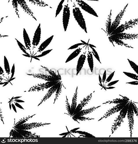 Cannabis seamless pattern design - black and white background with leaves of marijuana. Vector illustration.. Cannabis seamless pattern design - black and white background with leaves of marijuana