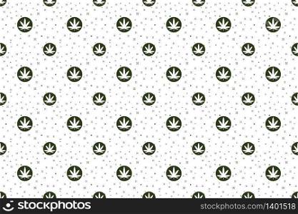 Cannabis seamless pattern. Marijuana floral pattern. Flat leaf of weed cannabis leaf with magic sparkle isolated repeat wallpaper til. Marijuana design element seamless for fabric vector illustration.