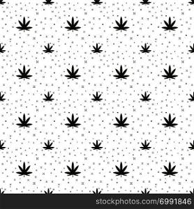 Cannabis seamless pattern. Marijuana floral pattern. Flat leaf of weed cannabis leaf with magic sparkle isolated repeat wallpaper til. Marijuana design element seamless for fabric vector illustration.