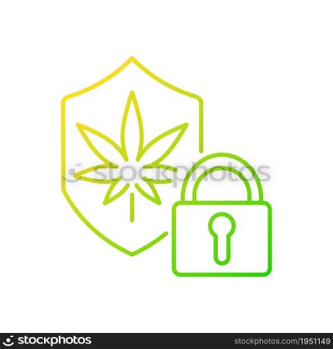 Cannabis security gradient linear vector icon. Marijuana dispensaries protection. Provide secure environment. Thin line color symbol. Modern style pictogram. Vector isolated outline drawing. Cannabis security gradient linear vector icon