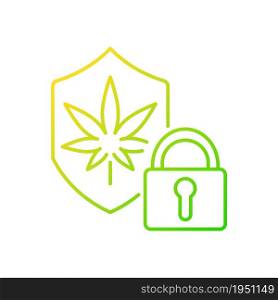 Cannabis security gradient linear vector icon. Marijuana dispensaries protection. Provide secure environment. Thin line color symbol. Modern style pictogram. Vector isolated outline drawing. Cannabis security gradient linear vector icon