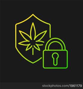 Cannabis security gradient vector icon for dark theme. Marijuana dispensaries protection. Provide secure environment. Thin line color symbol. Modern style pictogram. Vector isolated outline drawing. Cannabis security gradient vector icon for dark theme