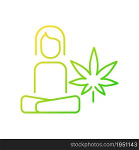 Cannabis stress therapy gradient linear vector icon. Mental health benefits. Depression, anxiety treatment. Thin line color symbol. Modern style pictogram. Vector isolated outline drawing. Cannabis stress therapy gradient linear vector icon