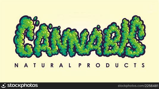 Cannabis Text Cloud Effect Style Vector illustrations for your work Logo, mascot merchandise t-shirt, stickers and Label designs, poster, greeting cards advertising business company or brands.