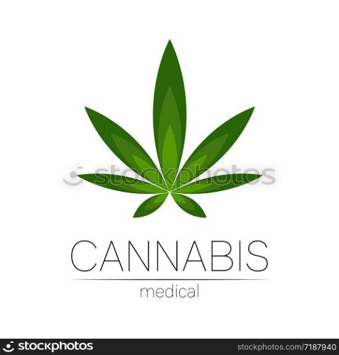 Cannabis vector logotype for medicine and doctor. Medical marijuana symbol. Pharmaceuticals with plant and leaf for health. Concept sign of green herb. Green color on white. Cannabis vector logotype for medicine and doctor. Medical marijuana symbol. Pharmaceuticals with plant and leaf for health. Concept sign of green herb. Green color on white.
