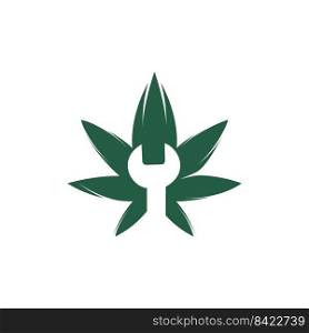 Cannabis wrench vector logo design. 