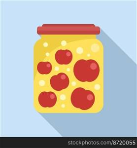 Canned apple icon flat vector. Food pickle. Can product. Canned apple icon flat vector. Food pickle
