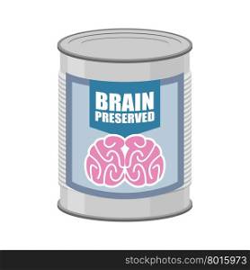 Canned brains. Tin with brain. Vector illustration food for mind&#xA;