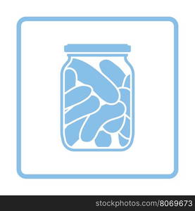 Canned cucumbers icon. Blue frame design. Vector illustration.