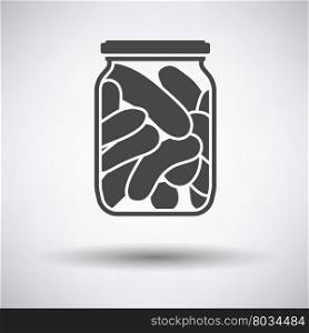 Canned cucumbers icon on gray background, round shadow. Vector illustration.