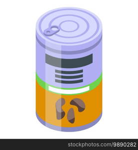 Canned feed cat icon. Isometric of canned feed cat vector icon for web design isolated on white background. Canned feed cat icon, isometric style