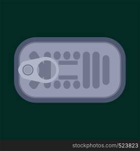 Canned fish product meal aluminum conserve underwater vector icon top view. Food sea tuna above good