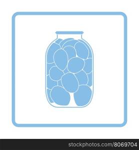 Canned tomatoes icon. Blue frame design. Vector illustration.