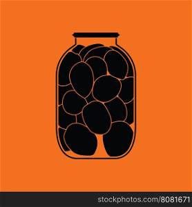 Canned tomatoes icon. Orange background with black. Vector illustration.