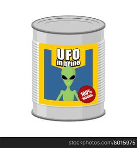 Canned UFO. Tin can alien. Vector illustration