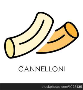 Cannelloni pasta icon. Outline cannelloni pasta vector icon color flat isolated on white. Cannelloni pasta icon color outline vector