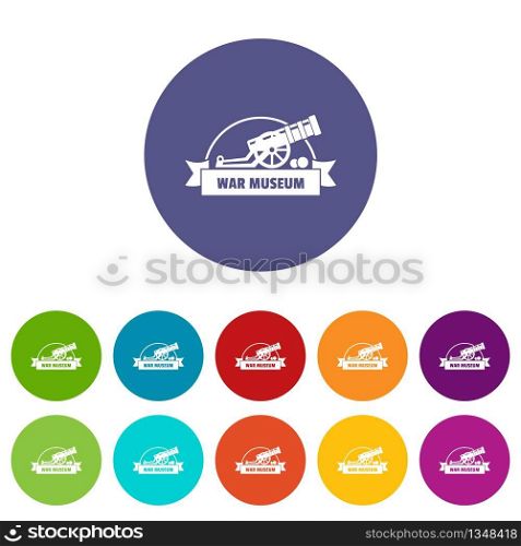Cannon ball icons color set vector for any web design on white background. Cannon ball icons set vector color