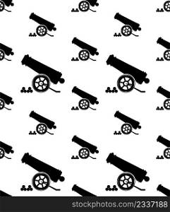 Cannon Icon Seamless Pattern, Weapon Icon, Old Style Vector Art Illustration