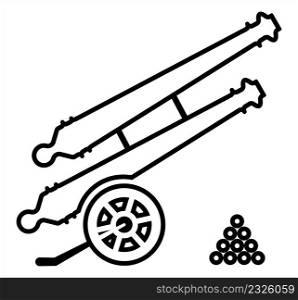 Cannon Icon, Weapon Icon, Old Style Vector Art Illustration