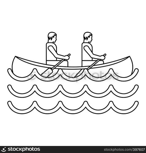 Canoe kayak with two persons icon. Outline illustration of canoe kayak with two persons vector icon for web. Canoe kayak with two persons icon, simple style